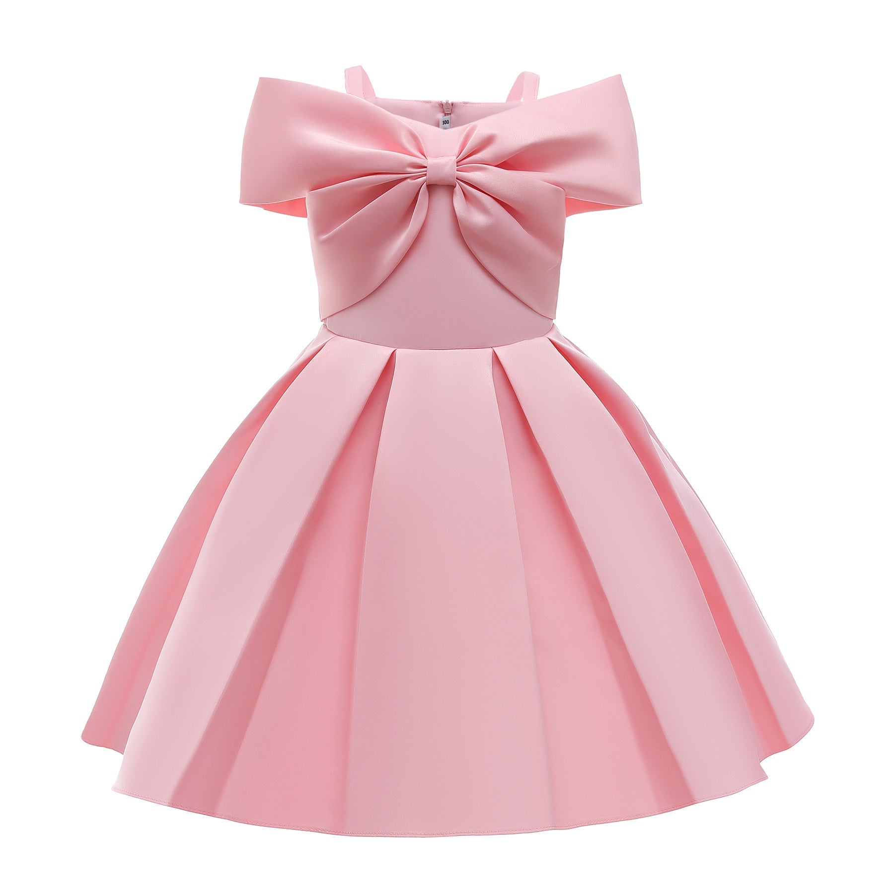 Baby Girl Solid Color Sling Princess Fashion Dress Children’s Formal Dress-6