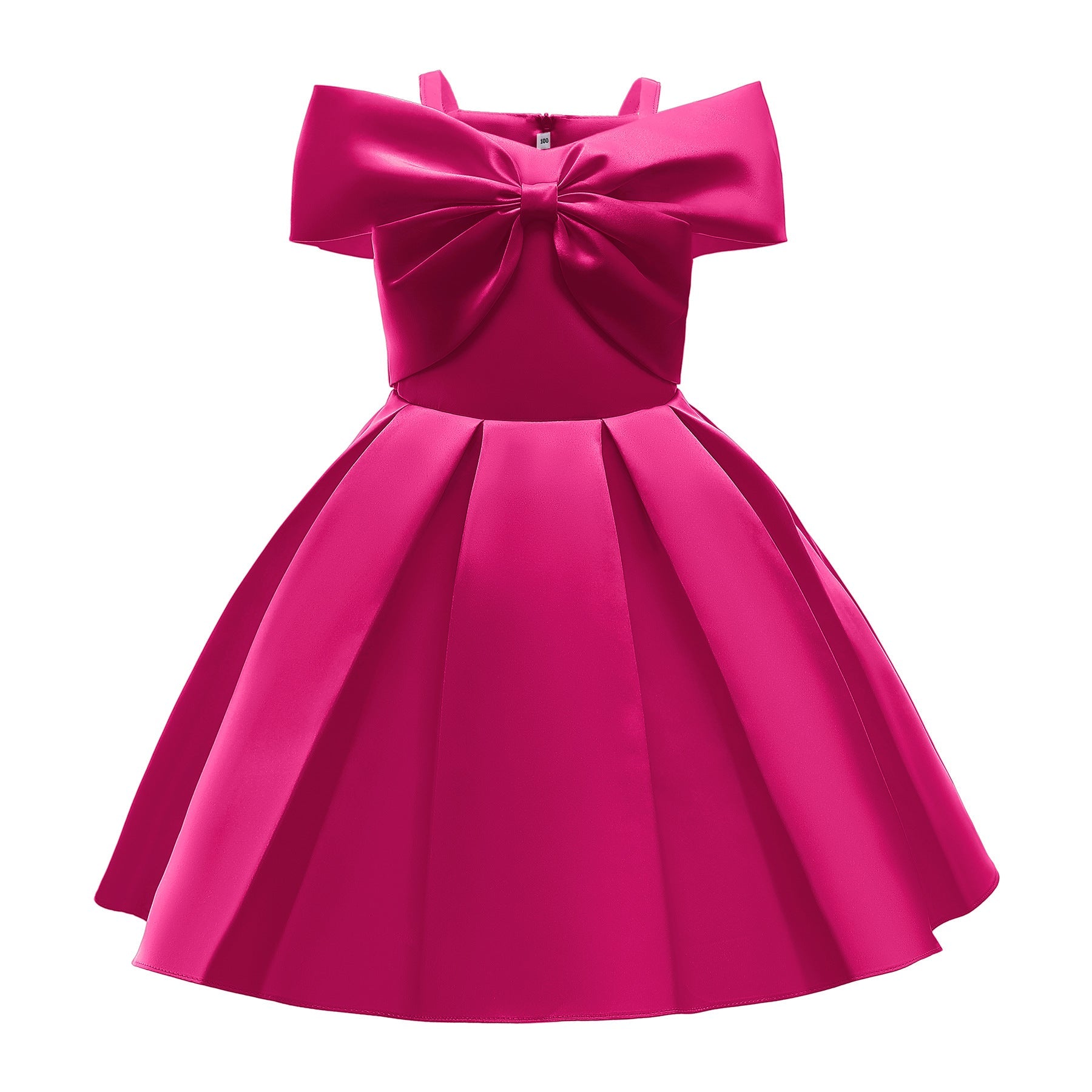 Baby Girl Solid Color Sling Princess Fashion Dress Children’s Formal Dress-5