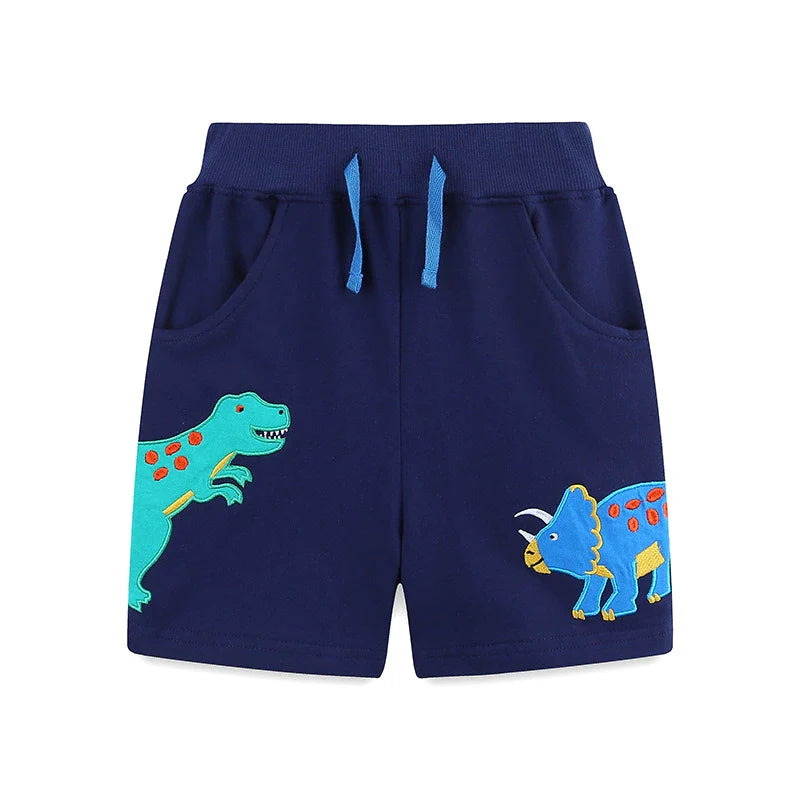 Summer Baby Kids Cartoon Animals Pattern T-shirt and Shorts Color Patchwork Clothing Set for Boys-4
